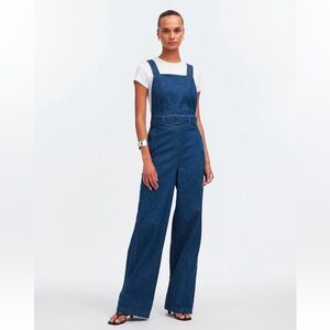 NWT Madewell Denim Cross-Back Jumpsuit in Cason Wash size 0